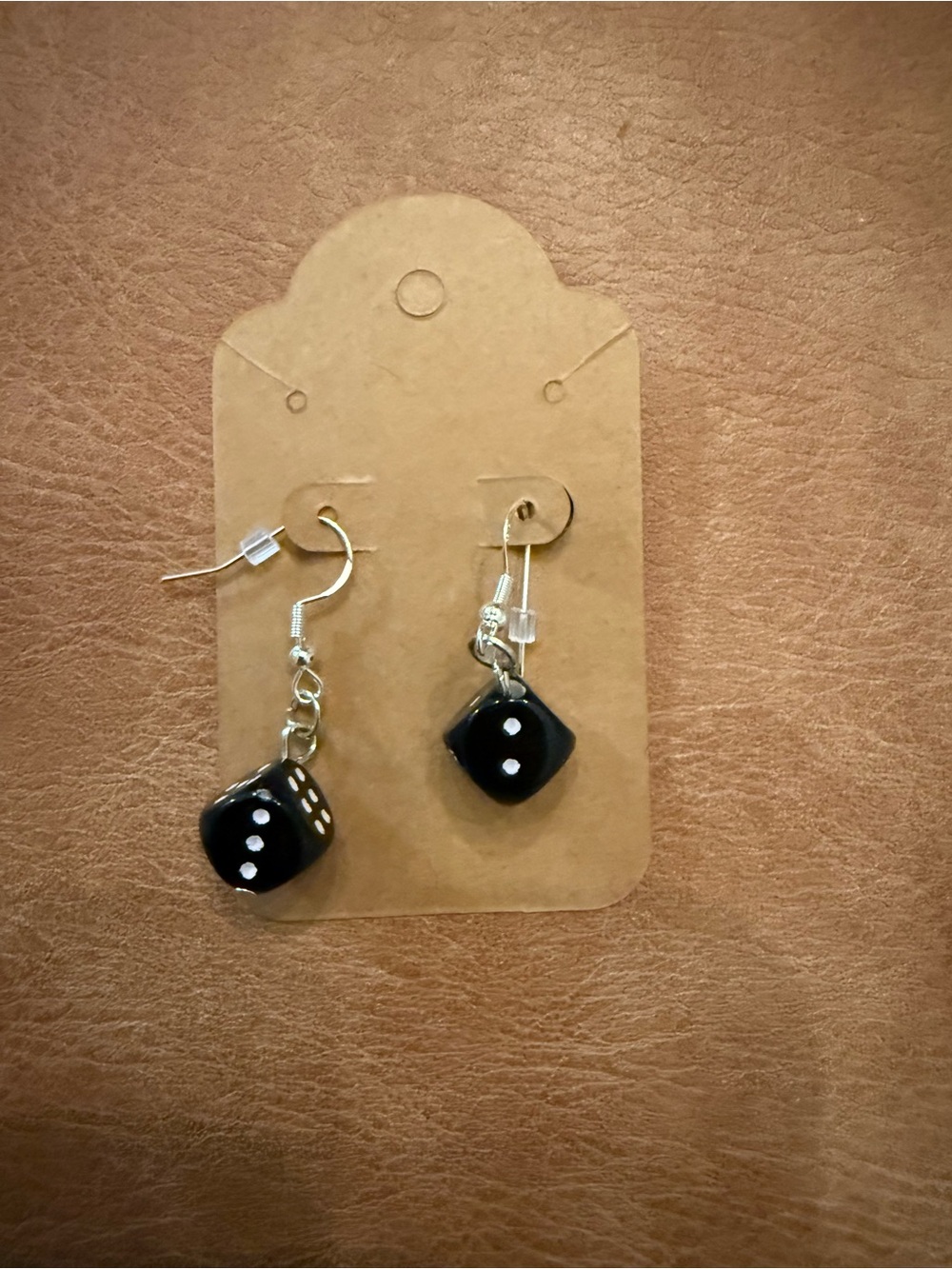 Black Dice Drop Earrings w/ Sterling 925 Hooks - Women Jewelry